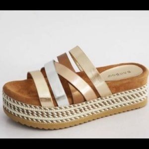 Metallic Flatform Espadrille Sandal